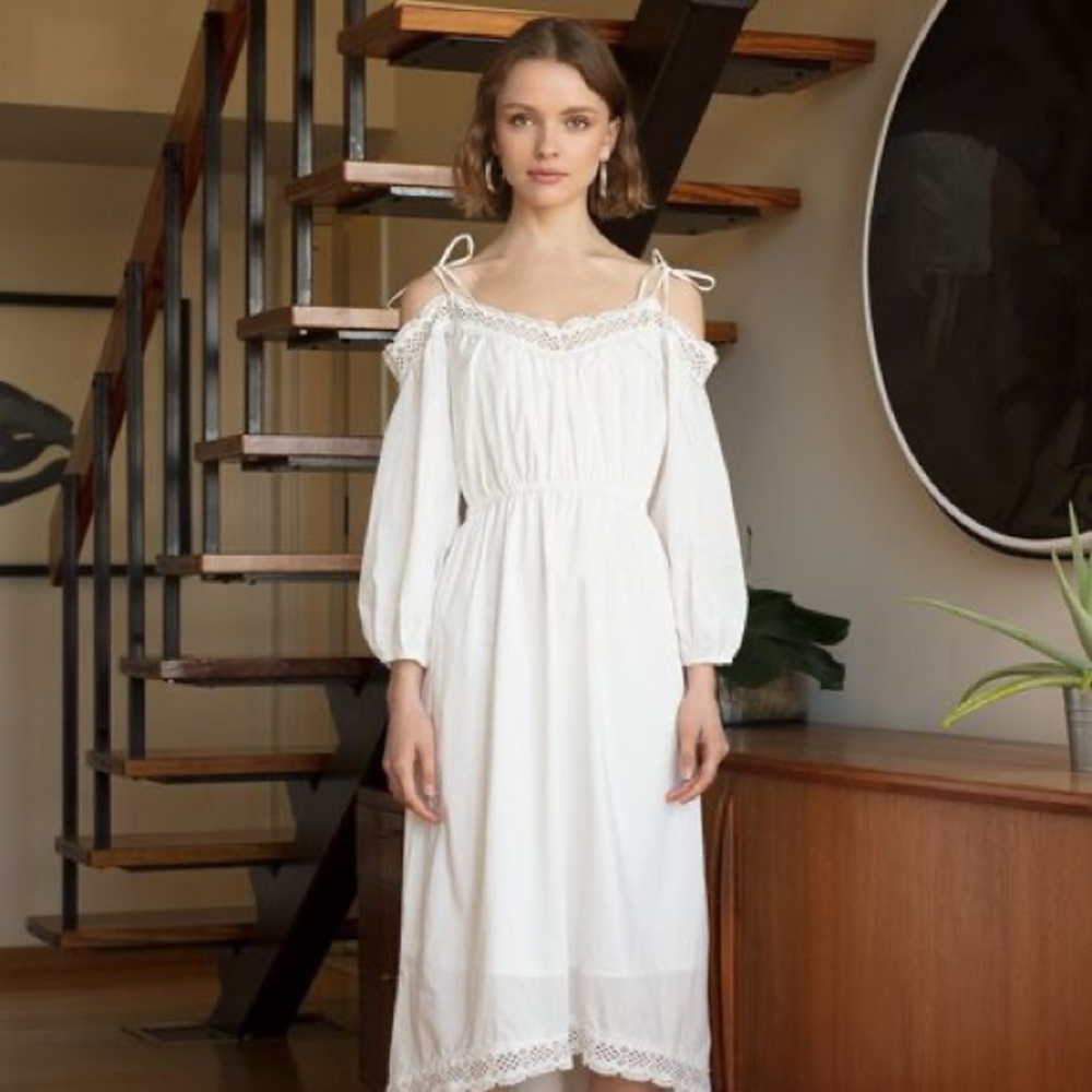 Crochet Shoulder Tie Midi Dress